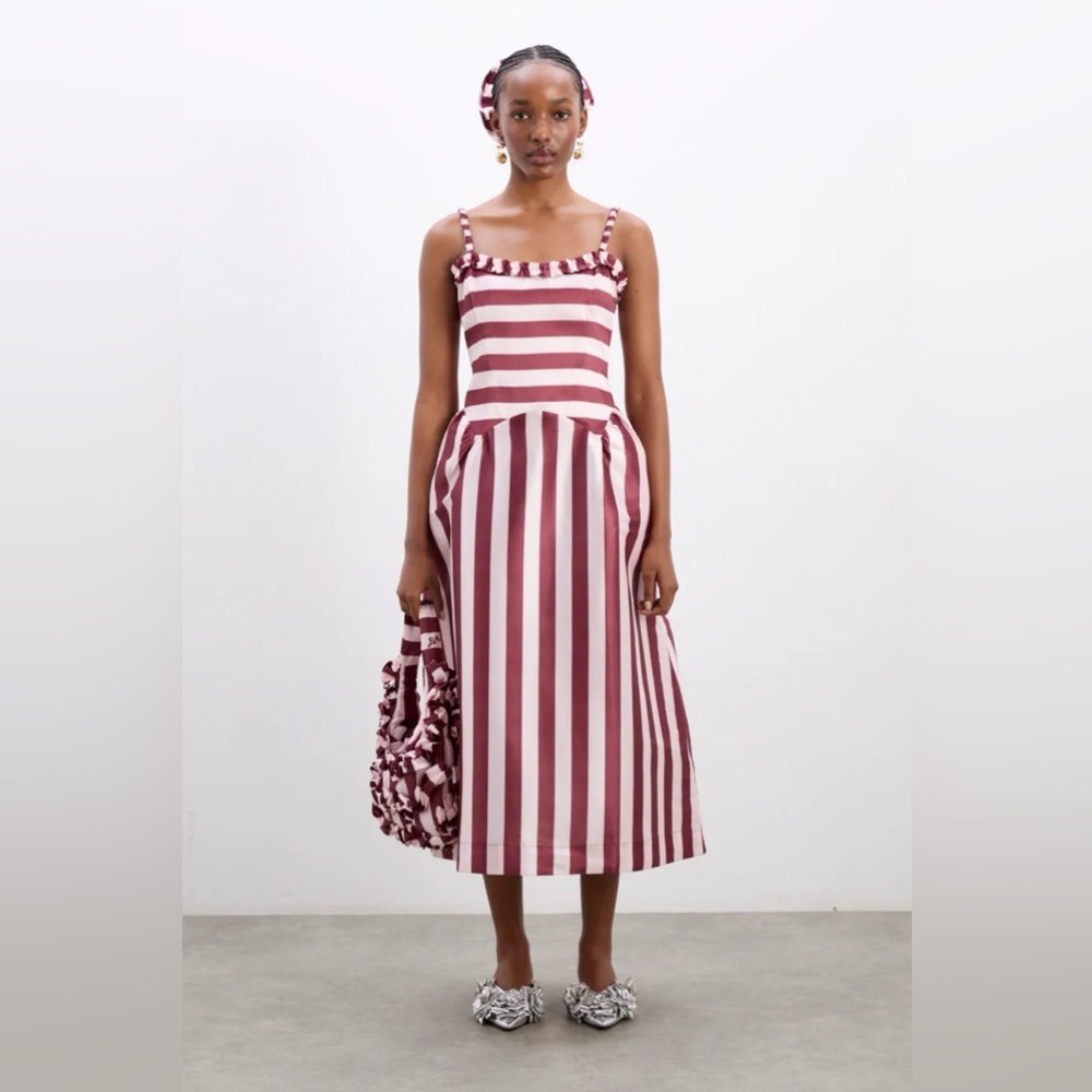 NEW NWT Damson Madder Rachel Ruffle Midi Dress - Picture 2 of 5